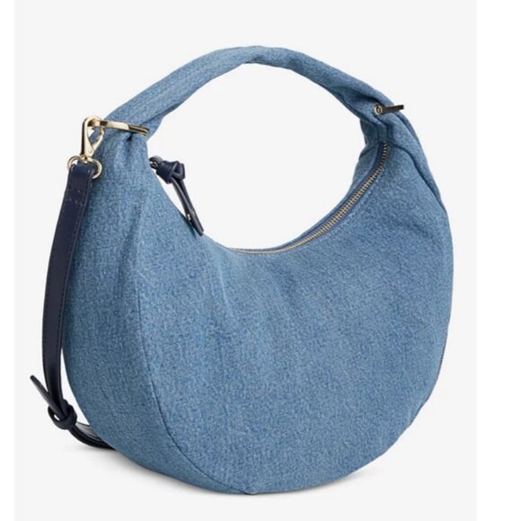 Macy's On 34th denim top handle hobo crossbody bag - Denim Blue - Picture 14 of 16